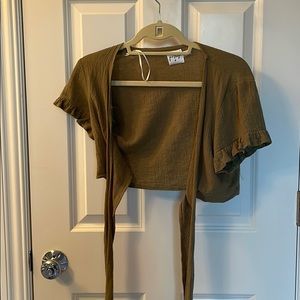 Green crop top wrap around